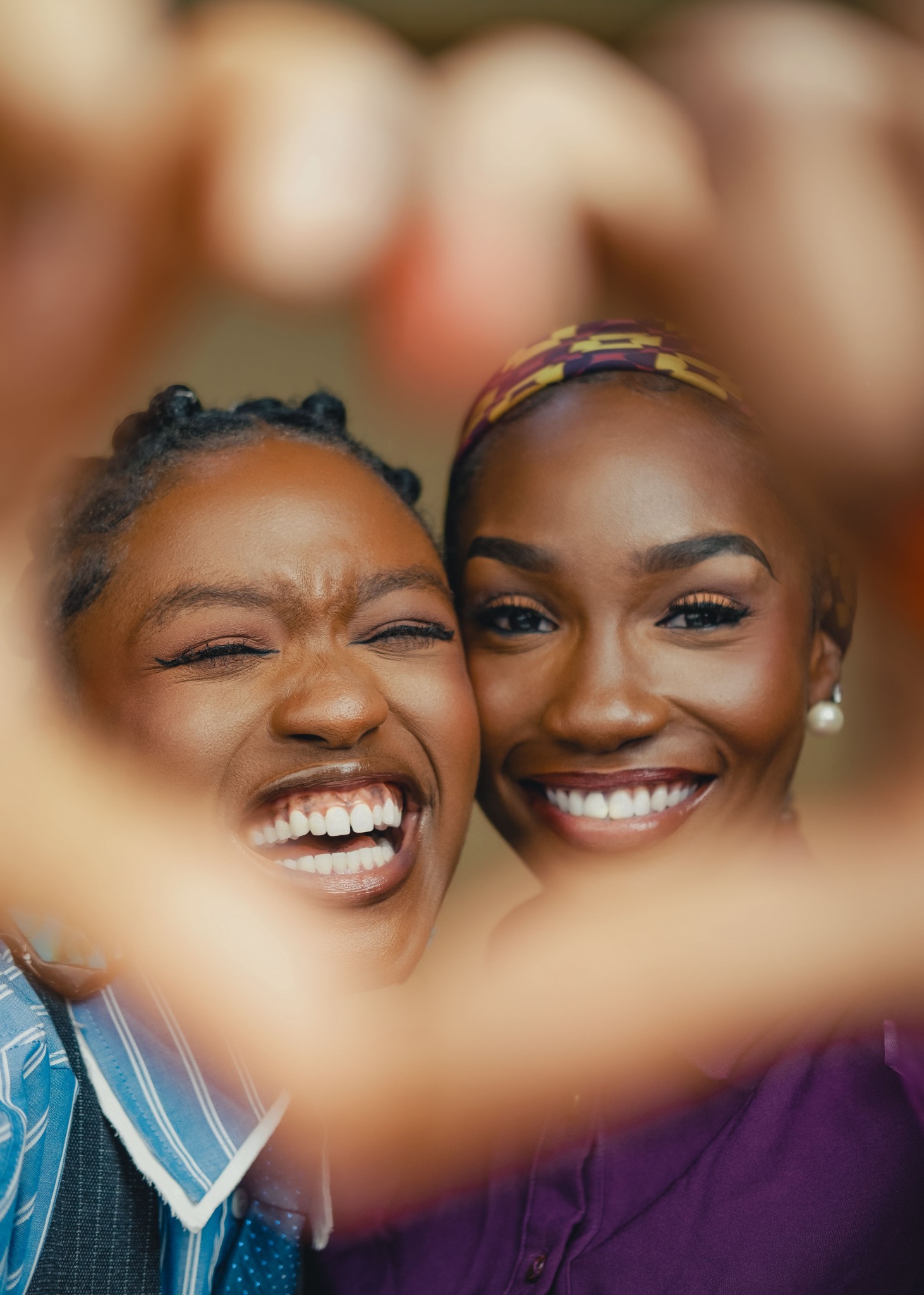 Two women smiling